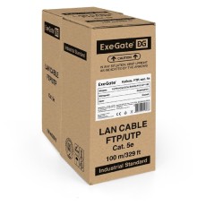 Exegate EX281812RUS Кабель Exegate  FUTP4-C5e-CCA-S24-IN-PVC-GY-100 FTP 4 пары кат.5e CCA, 24AWG, экран, бухта 100м, серый, PVC