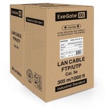 Exegate EX281817RUS Кабель Exegate  UTP4-C5e-CCA-S25-IN-PVC-GY-305 UTP 4 пары кат.5e CCA, 25AWG, бухта 305м, серый, PVC