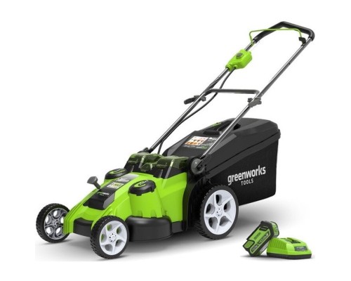 [Газонокосилки] Greenworks Газонокосилка аккумуляторная G40LM49DB, TwinForce, {40V, 49 см, без АКБ и ЗУ} [2500207]