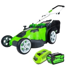 Greenworks Газонокосилка аккумуляторная G40LM49DBK4, TwinForce, {40V, 49 см, c 1хАКБ 4 А.ч и ЗУ} [2500207VB]