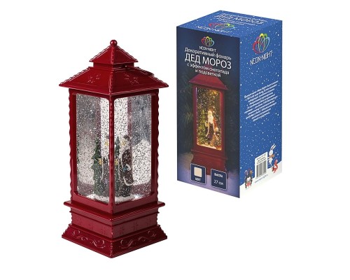 [Новогодние светоукрашения] Neon-night 501-062 Декоративный фонарь с эффектом снегопада и подсветкой 