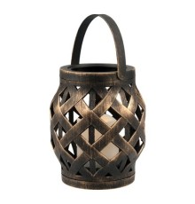 Neon-night 513-055 Декоративный фонарь со свечкой, плетеный корпус, бронза, размер 14х14х16,5 см, цвет теплый белый