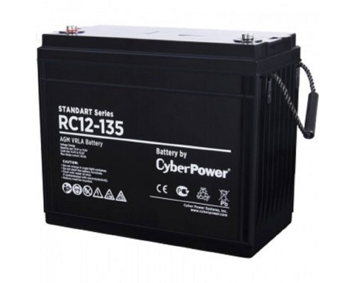 [батареи/комплектующие к ИБП] CyberPower Аккумуляторная батарея RC 12-135 12V/135Ah {клемма М8, ДхШхВ 340х173х281мм., высота с   клеммами284, вес 40кг., срок службы 10 лет}