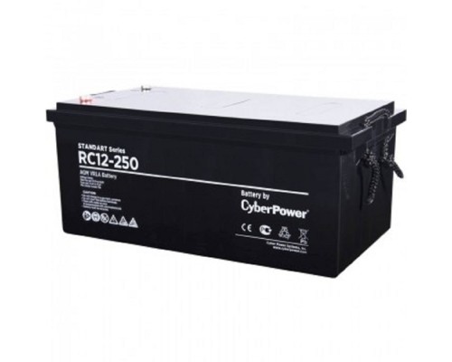 [батареи/комплектующие к ИБП] CyberPower Аккумуляторная батарея RC 12-250 12V/250Ah {клемма М8, ДхШхВ 525х270х221мм., высота с   клеммами250, вес 71кг., срок службы 10 лет}