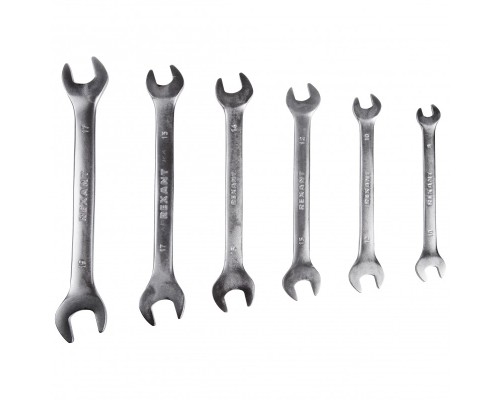 [Ключи, наборы Rexant, Kranz] Rexant (12-5843) Набор ключей рожковых (8-19мм), 6 шт, CrV, зеркальное хромирование