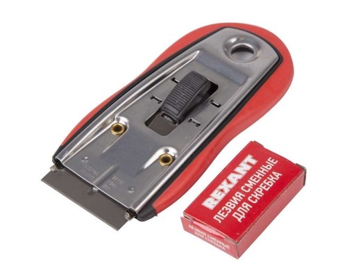 [Ножовки] REXANT (12-4963) Скребок с выдвижным лезвием, обрезиненный корпус, 5 запасных лезвий в комплекте 