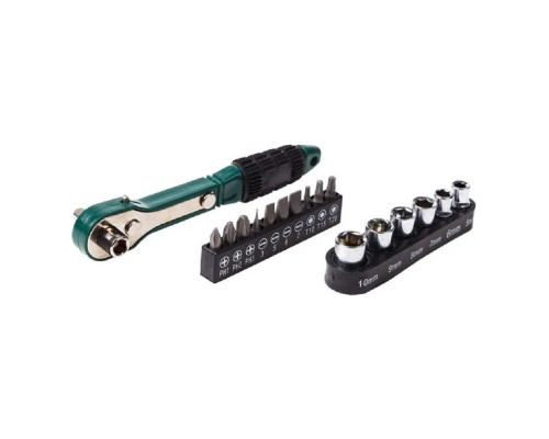 [Наборы ручного инструмента] Rexant (12-6070) Набор головок и бит с ключом-трещоткой 17 предметов 