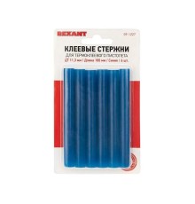 REXANT (09-1227) Клеевые стержни d=11,3 мм, L=100 мм, синие (упак. 6 шт.) 