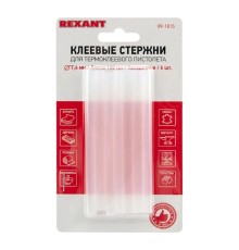REXANT (09-1015) Клеевые стержни d=7,4 мм, L=100 мм, прозрачные (упак. 6 шт.) 