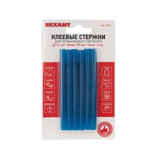 REXANT (09-1017) Клеевые стержни d=7,4 мм, L=100 мм, синие (упак. 6 шт.) 