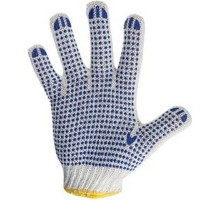 REXANT (09-0212) Перчатки х/б с нанесением ПВХ («Точка»), 4 нити, 63-65 г, 7,5 класс вязки