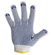 REXANT (09-0212) Перчатки х/б с нанесением ПВХ («Точка»), 4 нити, 63-65 г, 7,5 класс вязки