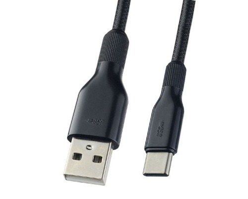 [кабели] PERFEO Кабель USB2.0 A вилка - USB Type-C вилка, силикон, черный, длина 1 м. (U4907) 