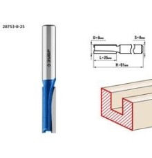 ЗУБР Фреза пазовая прямая, D= 8мм, рабочая длина-25мм, хв.-8 мм, ЗУБР Профессионал [28753-8-25]