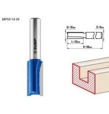 ЗУБР Фреза пазовая прямая, D= 12мм, рабочая длина-25мм, хв.-8 мм, ЗУБР Профессионал [28753-12-25]