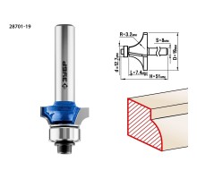ЗУБР Фреза кромочная калевочная №1, D= 19мм, рабочая длина-7,4мм, радиус-3,2мм, хв.-8мм, d-12,7мм, ЗУБР Профессионал [28701-19]
