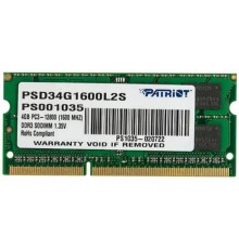 Patriot DDR3 SODIMM 4GB PSD34G1600L2S (PC3-12800, 1600MHz, 1.35V)