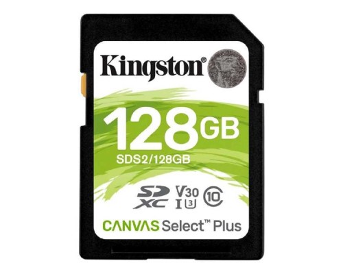 [Карта памяти ] SecureDigital 128Gb Kingston SDS2/128GB {SDXC Class 10 UHS-I U3 Canvas Select Plus}