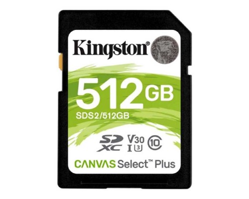 [Карта памяти ] SecureDigital 512Gb Kingston SDS2/512GB {SDXC Class 10 UHS-I U3 Canvas Select Plus}