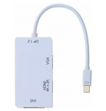 ORIENT Кабель-адаптер C320 4Kx2K Mini DP1.2 M -> HDMI / DVI/ VGA, длина 0.2 метра, белый (30982)