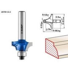 ЗУБР Фреза кромочная калевочная №1, D= 22,2мм, рабочая длина-9мм, радиус-4,8мм, хв.-8мм, d-9,5 мм, ЗУБР Профессионал [28700-22.2]