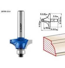 ЗУБР Фреза кромочная калевочная №1, D= 25,4мм, рабочая длина-10,5мм, радиус-6,35мм, хв.-8мм, d-9,5мм, ЗУБР Профессионал [28700-25.4]