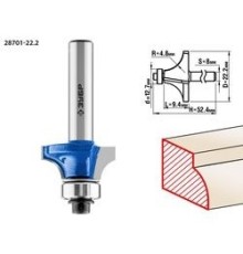 ЗУБР Фреза кромочная калевочная №1, D= 22,2мм, рабочая длина-9,4мм, радиус-4,8мм, хв.-8мм, d-12,7мм, ЗУБР Профессионал [28701-22.2]