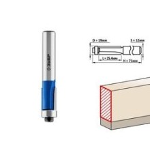 ЗУБР Фреза кромочная с нижним подшипником, D= 19мм, рабочая длина-25,4мм, хв.-12мм, d-19мм, ЗУБР Профессионал [28727-19-25.4-12]