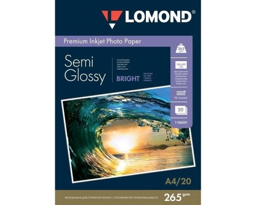 [Бумага] LOMOND 1106301 Фотобумага Двухсторонняя Светлая Полуглянцевая, A4/265/20.