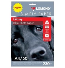 LOMOND 0102155 Фотобумага Simply  A4/230г/м2/50л./белый CIE148% глянцевое для струйной печати