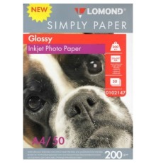 LOMOND 0102147 Фотобумага Simply  A4/200г/м2/50л./белый CIE148% глянцевое для струйной печати
