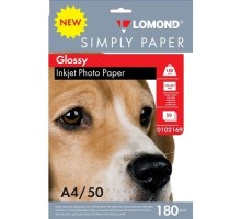 LOMOND 0102169  Фотобумага  Simply A4/180г/м2/50л./белый CIE148% глянцевое для струйной печати