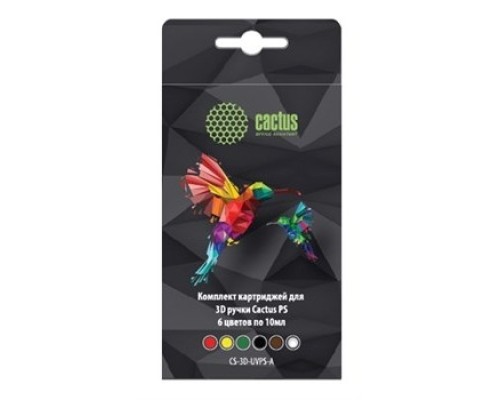 [3D опция] Пластик для ручки 3D Cactus CS-3D-UVPS-A УФ-полимер 6цв.