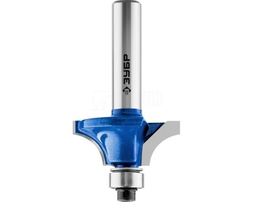 [Буры,сверла,долото] Фреза кромочная калевочная №1, D= 28,6мм, рабочая длина-12,2мм, радиус-7,95мм, хв.-8мм, d-9,5мм, ЗУБР Профессионал (28700-28.6)