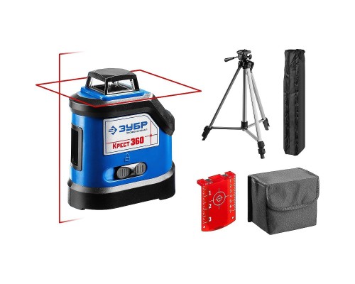 [Дальномер] ЗУБР КРЕСТ 360 №2 нивелир лазерный 360°, 20м/70м, точн. +/-0,3 мм/м, штатив