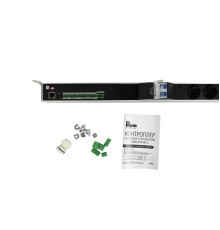 REM Упр. верт. блок розеток с монит. Rem-MC1 2х2 S, 2x3 С13, 2x2 С19, 32A, алюм., 33-48U, колодка R-MC1-32-2x2S-2x3C13-2x2C19-A-1420-K