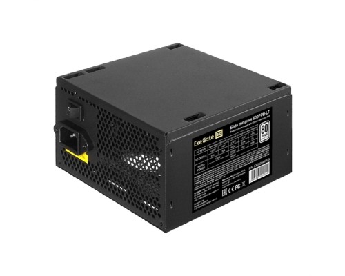 [Блок питания] Exegate EX282044RUS-OEM Блок питания 600W Exegate 600PPH-LT-OEM, 80+, ATX, black, APFC, 12cm, 24p, (4+4)p, 5*SATA, 3*IDE