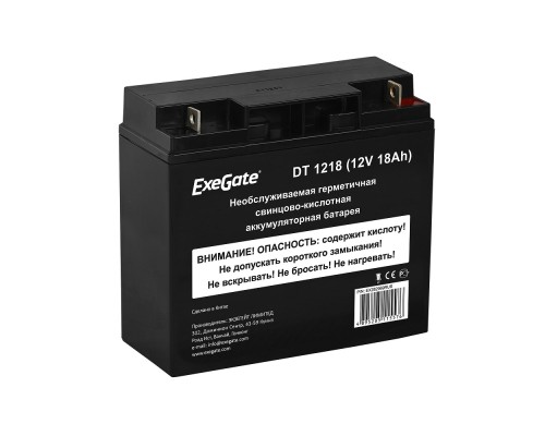 [батареи] Exegate EX282969RUS Аккумуляторная батарея DT 1218 (12V 18Ah, клеммы F3 (болт М5 с гайкой))