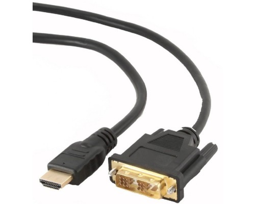 [кабели] Кабель HDMI-DVI Cablexpert CC-HDMI-DVI-0.5M, 19M/19M, single link, медь, позол.разъемы, экран, 0.5м, черный, пакет