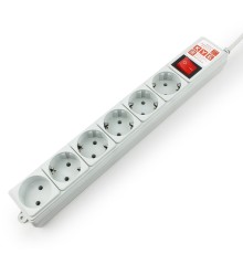 PowerCube Фильтр-удлинитель (SPG(5+1)-B-10), 3,0 м 6 розеток 10А/2,2кВт, серый
