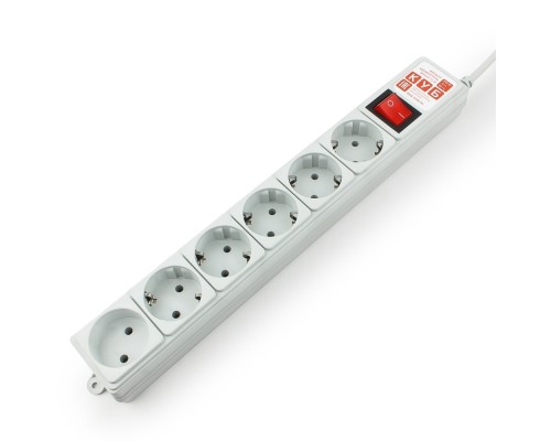 [Сетевые фильтры] PowerCube Фильтр-удлинитель (SPG(5+1)-B-10), 3,0 м 6 розеток 10А/2,2кВт, серый