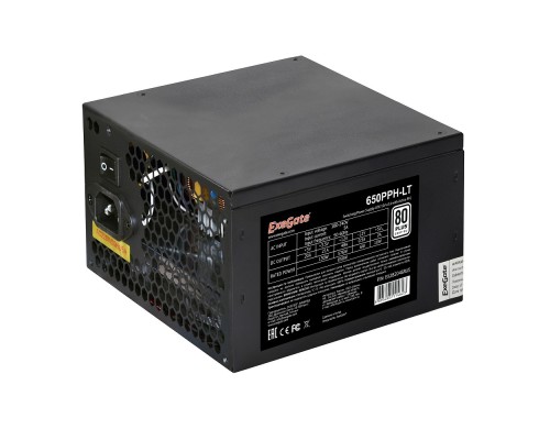 [Блок питания] Exegate EX282046RUS Блок питания 650W Exegate 650PPH-LT, RTL, 80+, ATX, black, APFC, 12cm, 24p, (4+4)p, 5*SATA, 3*IDE
