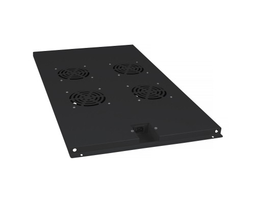 [Cabeus аксессуары к монтажным шкафам] Cabeus TRAY-100-BK Модуль вентиляторный с 4-я вентиляторами для установки в напольные шкафы серии SH-05C , ND-05C глубиной 1000мм, цвет черный (RAL 9004)