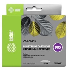 Картридж струйный Cactus CS-LC985Y желтый (15мл) для Brother DCPJ315W/DCPJ515W/MFCJ265W