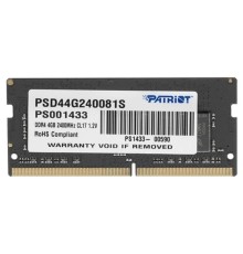 Память SO-DIMM DDR4 4Gb PC19200 2400MHz CL17 Patriot 1.2V (PSD44G240081S)