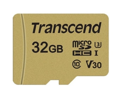 [Карта памяти ] Micro SecureDigital 32Gb Transcend TS32GUSD500S {MicroSDHC Class 10 UHS-I U3, SD adapter}