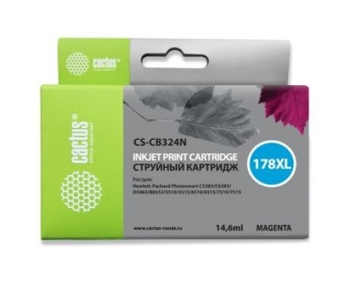 [расходные материалы] Картридж струйный Cactus CS-CB324N(CS-CB324) №178XL пурпурный (10мл) для HP PS B8553/C5383/C6383