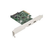 Exegate EX283715RUS Контроллер EXE-313 PCI-Ex4, 2*USB3.1 Type-C ext, разъем доп.питания (OEM)