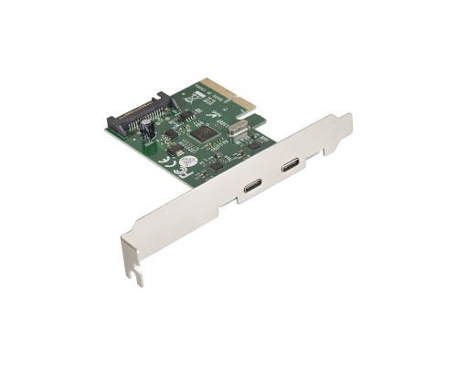 [USB-концентраторы] Exegate EX283715RUS Контроллер EXE-313 PCI-Ex4, 2*USB3.1 Type-C ext, разъем доп.питания (OEM)