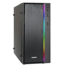 Exegate EX283749RUS Корпус Minitower mEVO-9301 Black-RGB light, mATX, <500NPX>, с окном, 2*USB+1*USB3.0, HDAudio